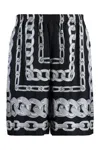 Versace Men Medusa Chains Silk Shorts In Black