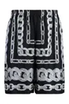 Versace Graphic-printed Elasticated Waistband Track Shorts In Black