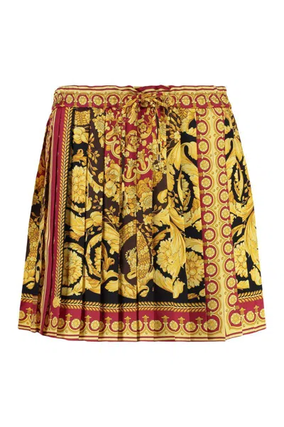 Versace Printed Silk Skirt In Multi