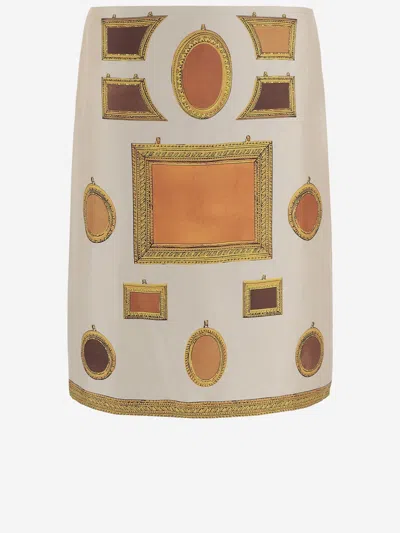 Versace Printed Silk Skirt In Multicolor