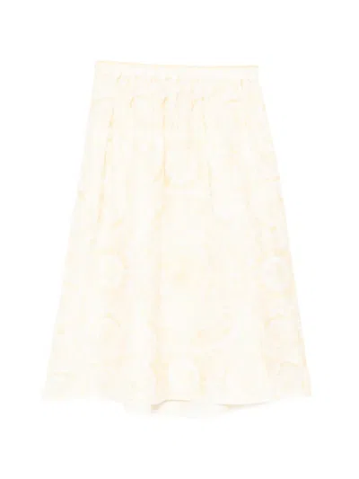 Versace Kids' Printed Silk Skirt In Neutral