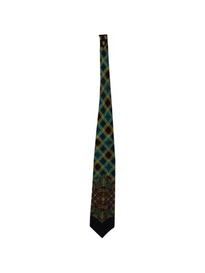 Pre-owned Versace Printed Silk Tie In Black