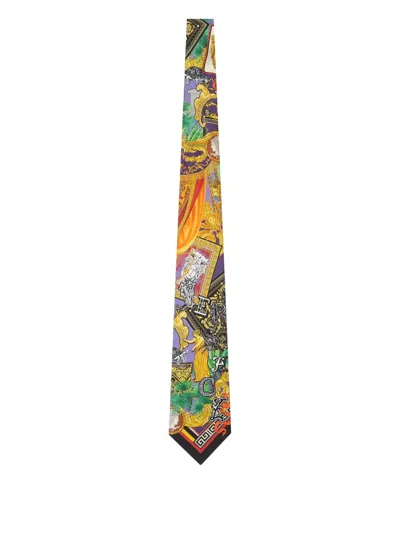 Versace Printed Silk Twill Tie In Multi