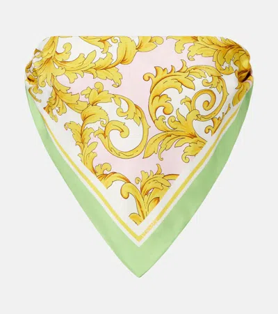Versace Printed Silk Twill Bandeau Top In Multi