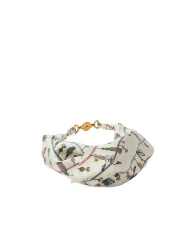 Versace Printed Silk Twill Headband In White