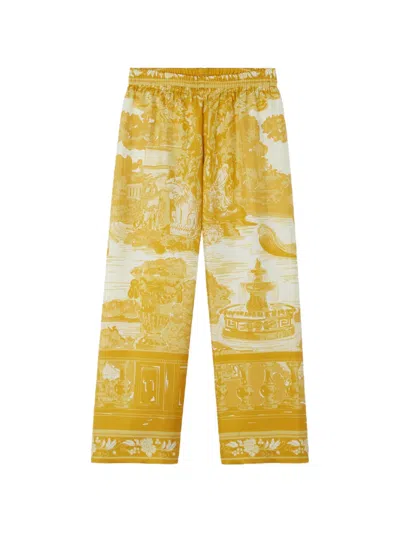 Versace Kids' Printed Silk Twill Pajama-style Pants In Multi