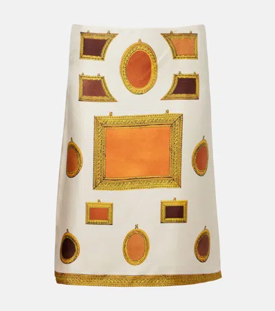 Versace Printed Silk Twill Pencil Skirt In White