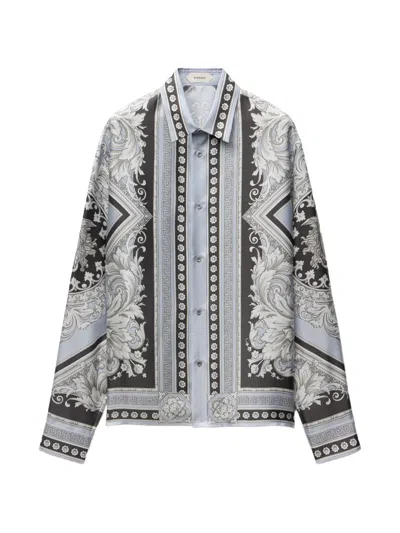 Versace Printed Silk Twill Regular Shirt In Multi