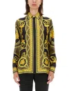 Versace Printed Silk Twill Regular Shirt In Multi