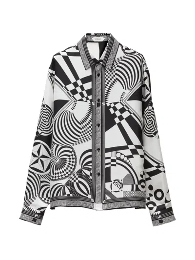 Versace Printed Silk Twill Regular Shirt In Transparent