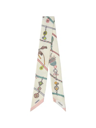 Versace Printed Silk Twill Ribbon In White