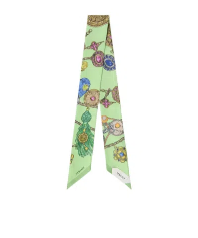 Versace Printed Silk Twill Ribbon In Transparent