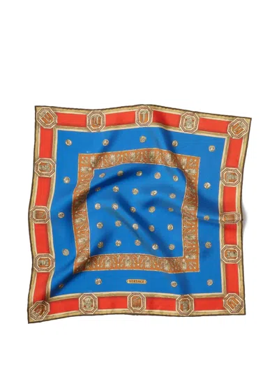 Versace Printed Silk Twill Scarf 45 Cm In Neutral