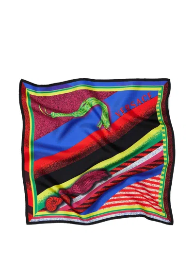 Versace Printed Silk Twill Scarf 55 Cm In Multi