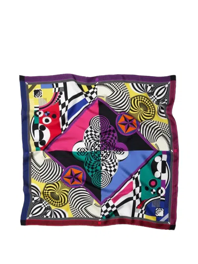 Versace Printed Silk Twill Scarf 90 Cm In Orange