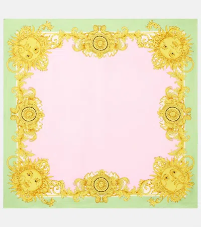 Versace Printed Silk Twill Scarf In Pink