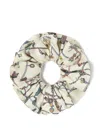 Versace Printed Silk Twill Scrunchie In Gold