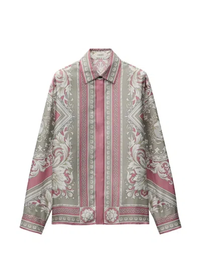 Versace Printed Silk Twill Shirt In Multi