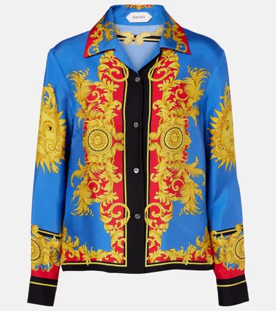 Versace Printed Silk Twill Shirt In Multi