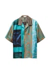 Versace Camicia A Maniche Corte In Seta Multicolor  In Brown