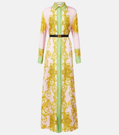 Versace Printed Silk Twill Shirt Dress In Multi