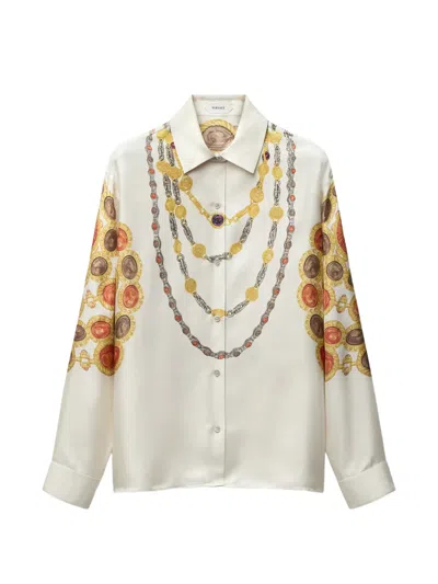 Versace Printed Silk-twill Shirt In White