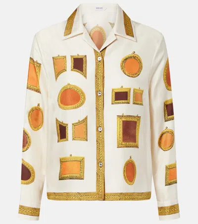 Versace Silk Twill Shirt The Gallery Print In Neutral