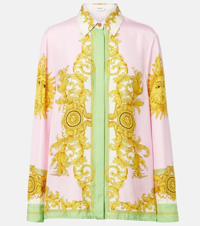 Versace Printed Silk Twill Shirt In Multi