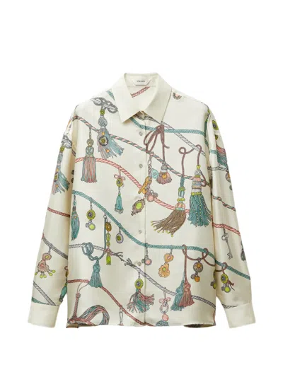 Versace Printed Silk Twill Shirt In Neutral
