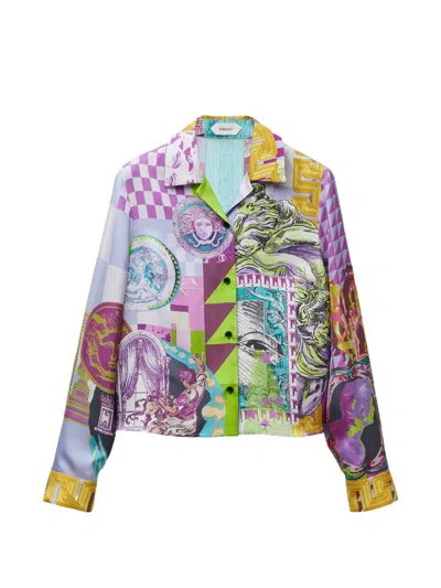 Versace Printed Silk Twill Shirt In Multi