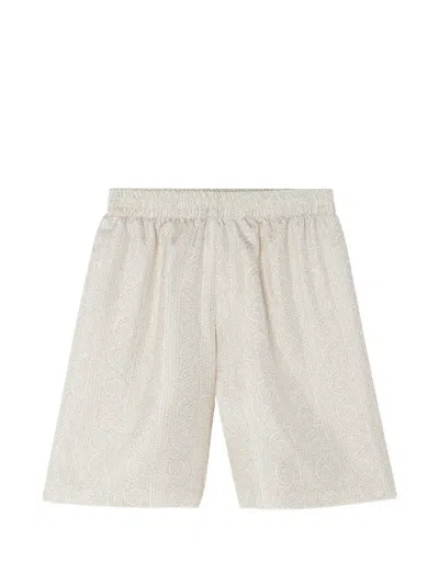 Versace Kids' Printed Silk Twill Shorts In Gray