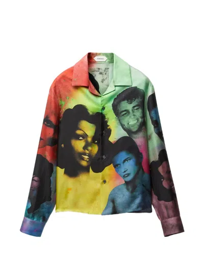 Versace Printed Silk Twill Slim Shirt In Animal Print