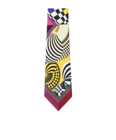 Versace Printed Silk Twill Tie In Multi