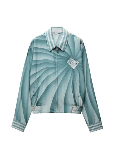 Versace Printed Silk-poplin Blouson In Blue