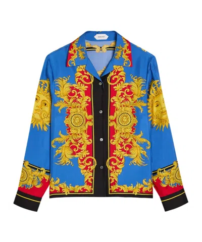 Versace Printed Silk Twill Shirt In Multi