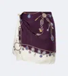 Versace Stolen Jewels Printed Silk Twill Mini Skirt In Burgundy In Multi