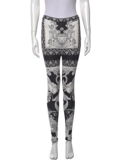 Pre-owned Versace Printed Skinny Leg Pants In Black