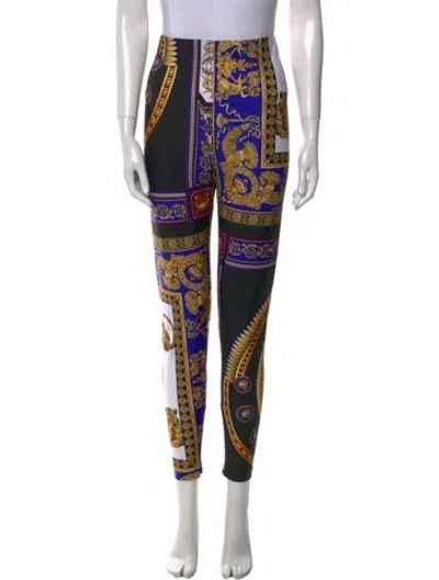 Pre-owned Versace Printed Skinny Leg Pants In Black