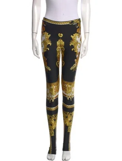 Pre-owned Versace Printed Skinny Leg Pants In Black