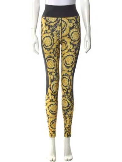 Pre-owned Versace Printed Skinny Leg Pants In Black