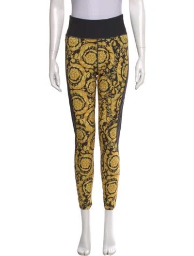 Pre-owned Versace Printed Skinny Leg Pants In Black
