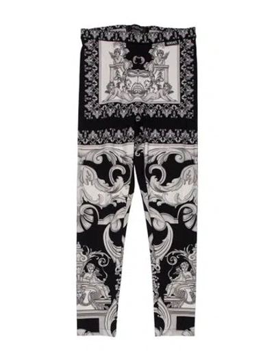 Pre-owned Versace Printed Skinny Leg Pants In Black