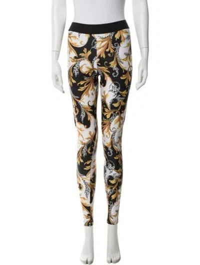 Pre-owned Versace Printed Skinny Leg Pants In Black
