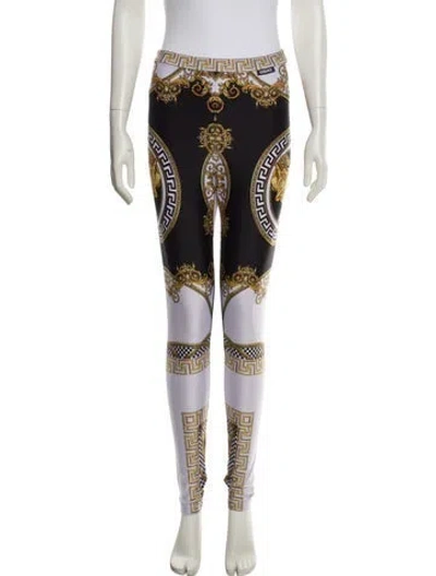 Pre-owned Versace Printed Skinny Leg Pants In Black