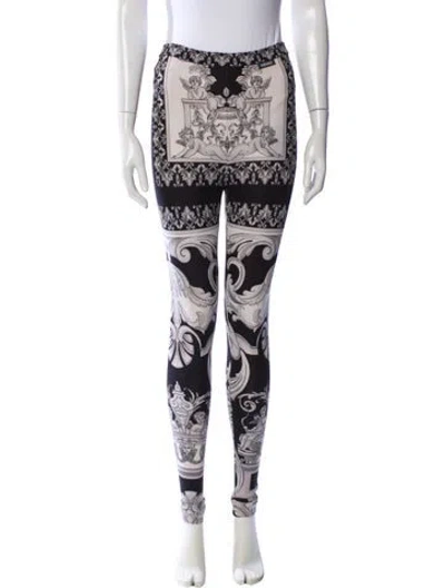Pre-owned Versace Printed Skinny Leg Pants In Black