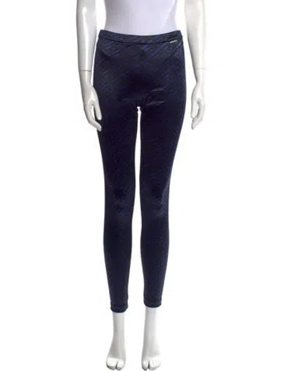 Pre-owned Versace Printed Skinny Leg Pants In Blue