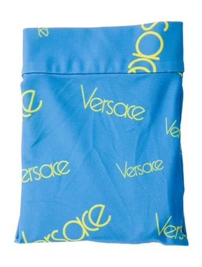Pre-owned Versace Printed Skinny Leg Pants In Blue