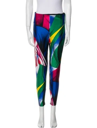 Pre-owned Versace Printed Skinny Leg Pants In Green