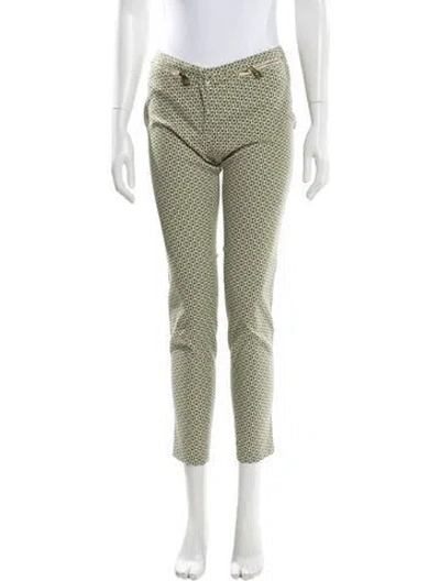 Pre-owned Versace Printed Skinny Leg Pants In Green