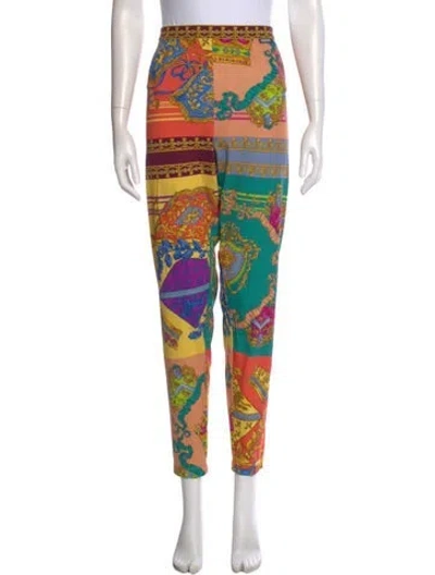 Pre-owned Versace Printed Skinny Leg Pants In Multi